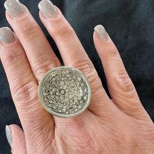 Alexis Bittar Silver Gold Diamond Dust Ring size 8 LIKE NEW